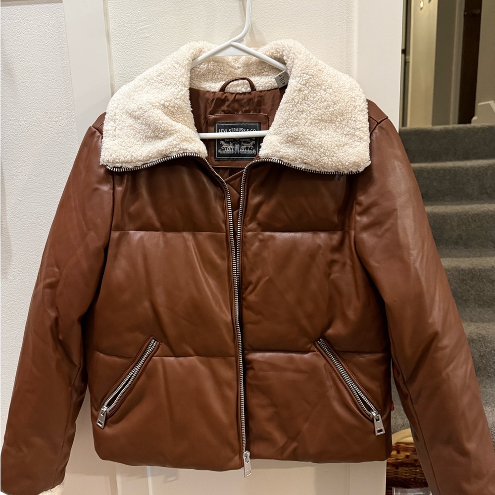 Levi’s faux leather puffer jacket coat